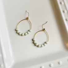 Load image into Gallery viewer, Jade Green Beaded Hoops
